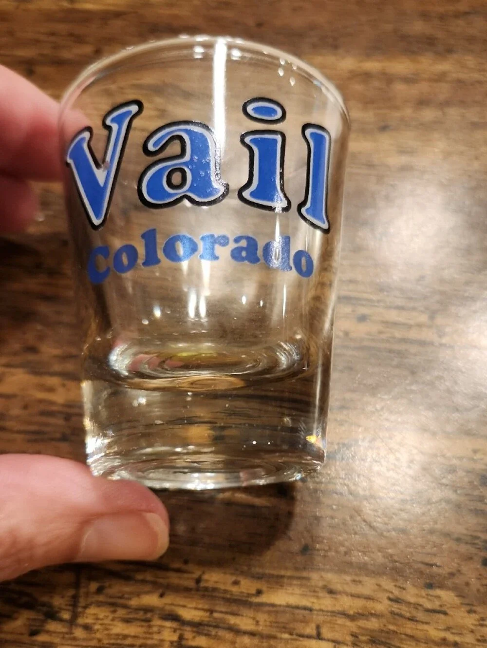 Vail Colorado Blue Lettering Shot Glass